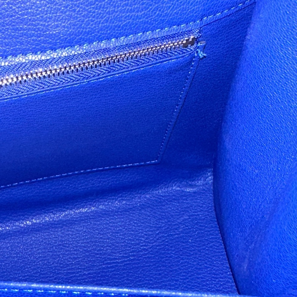 Blue Crocodile Embossed Leather Handbag with bag Charm - Picture 9 of 9